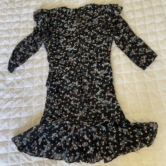 Veronica Beard Black Floral Metallic Long Sleeve Dress - Picture 11 of 14